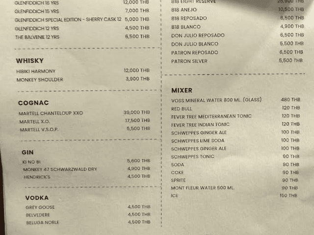 Beverage Menu GOT BKK