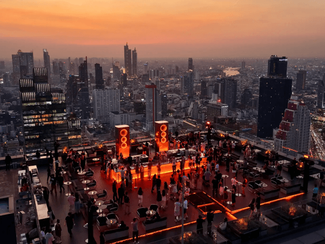 Sunset view of AETHER Bangkok Rooftop Bar