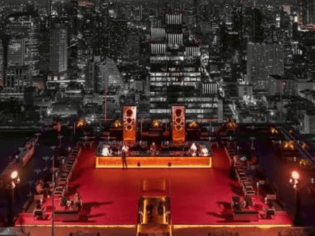 drone shot of AETHER Bangkok Rooftop Bar